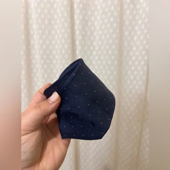 Vintage O.L. Simmons Navy with Orange and White Dots 100% Silk Tie 57"L - Picture 1 of 6